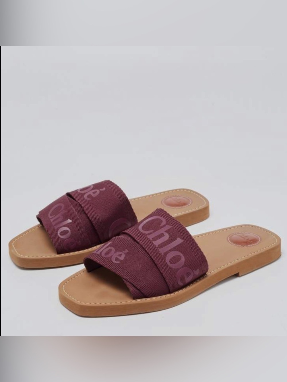 Chloe Woody Mule Burgundy Sandals